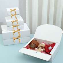 10pcs/5pcs/2pcs - White/Black/Pink/Brown Gift Box With Lid, Gift Box With Ribbon For Bridesmaid Proposal Box, Gift Box For Wedding, Birthday Gift, Shower Party And Other Parties, Valentine's Day Gifts, Valentine Day,Packaging, Birthday, DIY Making, Beauty Storage BOX