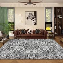 1pc High-Grade Gray - Classic - Geometric Floral Striped Bohemian Area Rug, Soft Faux Wool Rectangular Rug In European And American Style, Machine Washable, Suitable For Living Room, Bedroom, Entryway, Bathroom, Hallway, Patio, Kitchen, Indoor Outdoor, All Season Large Size Mat, Home Decor - Multicolor - View 7