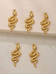 5 piezas Colgante con forma de serpiente, chapado en oro de 18K, acero inoxidable, collar, aretes, joyería de estilo punk, para hombres y mujeres, accesorios de moda DIY para decoración de fiestas