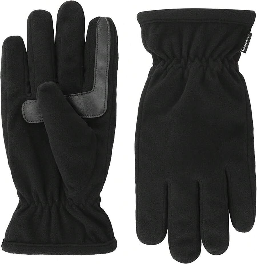 Isotoner Mens Water Repellent Stretch Fleece Lined Gloves - màu đen - Xem 1