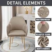 Waterproof Curved Back Chair Covers Modern With Armrest, Stretch Accent Dining Room Chairs Covers Slipcovers, Office Desk Chair Covers, Swivel Armchair Cover Protector For Vanity Living Room - Multicolor - View 1