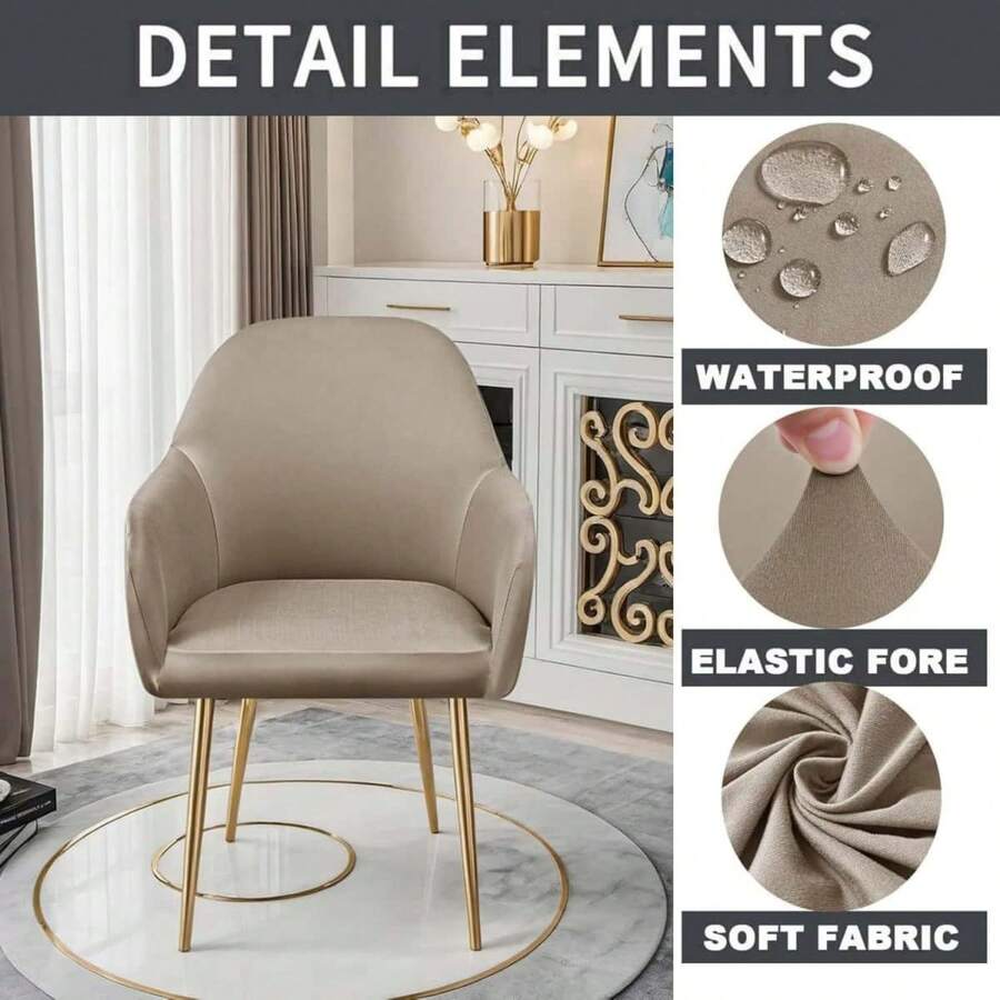 Waterproof Curved Back Chair Covers Modern With Armrest, Stretch Accent Dining Room Chairs Covers Slipcovers, Office Desk Chair Covers, Swivel Armchair Cover Protector For Vanity Living Room - Multicolor - View 1
