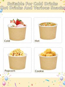 10pcs/20pcs/50pcs Kraft Color Mini Ice Cream Cups Paper Frozen Yogurt Bowls Hot And Cold Foods Perfect For Fall Birthday Thanksgiving Day Party Supplies Favors - True Color - View 6