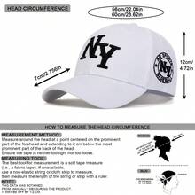 AR 1頂男士Ny字母繡花棒球帽，時尚可調節防曬帽，適用於春秋戶外活動，海灘派對休閒