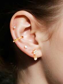 8/4 pièces Ensemble de boucles d'oreilles pour femmes, convient à tous les piercings d'oreille | Boucles d'oreilles à pendentif en zircone + anneaux pour cartilage, convient pour le bord de l'oreille, l'hélix, le lobe | Boucles d'oreilles à zircone scintillante en couches, cadeau pour usage quotidien, fête, vacances #Boucles d'oreilles en couches - Ensemble 4 - Voir 1