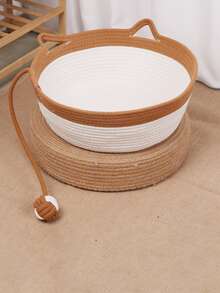 1pc Wicker Cat Bed - All-Season Woven Cat Nest & Teddy Dog Bed Pet Mat Toy Ball Cat Bed Suitable For Small To Medium Cats And Puppies - Multicolor - View 11