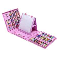 208 件儿童艺术套装，含马克笔、彩色铅笔、蜡笔和颜料盒 - 返校用品、学龄前儿童和小学生的生日礼物（包装图案和内部组件颜色随机）