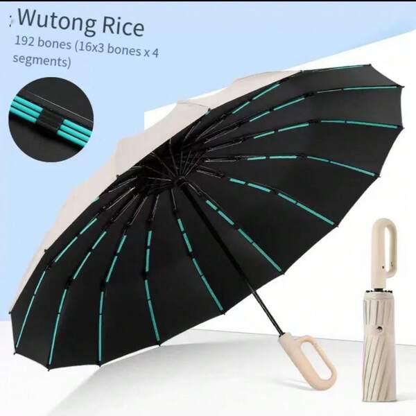 New Business Student Strong Wind Fully Automatic Folding Umbrella Buckle Umbrella Dual-Use Ultraviolet Protection Umbrella Magnifying Umbrella, With Hook Can Be Hung On The Backpack, Convenient To Store, Unisex Umbrella Sun Protection And Rain Protection, Suitable For School, Office, Family, Travel