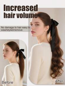 14英寸/18英寸/22英寸合成纤维抽绳马尾夹式假发，适合女性在圣诞节和万圣节佩戴 - 亞麻棕 - 查看 5