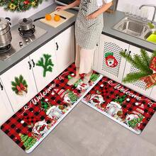 1/2/3 Pcs Thick 0.47 Inch/1.2 Cm Christmas Kitchen Mat, Gnome Doormat Set, 2 Pcs Red Buffalo Plaid Waterproof Anti-Slip Welcome Mat, Subtle Holiday Home Bathroom Decor (16x24 Inch, 16x47 Inch) - Multicolor - View 6