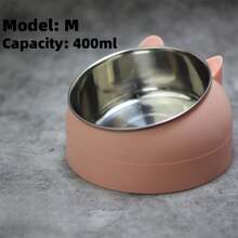1 pieza de tazón de acero inoxidable para perros, con un diseño científico con una inclinación de 15 grados - Diseño con forma de oreja de gato y perro, plato para alimentación y bebida de mascotas, adecuado para perros y gatos pequeños y medianos, accesorio para mascotas duradero y de moda