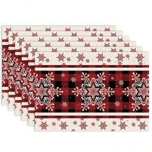 1/4/6 buc Covorașe de Crăciun, Covorașe cu imprimeu floral și plante în carouri, Covorașe de masă decorative antiderapante și termoizolante, Covorașe de masă pentru decorațiuni de petreceri, restaurante, bucătărie, Covorașe rafinate pentru cadouri de Crăciun