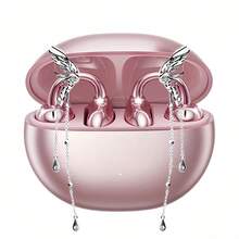 Tukio Clip On Headphones, Open Wireless Headphones, Detachable Beautiful Synthetic Gemstone Earrings, High-Definition Stereo, ANC Noise Reduction, Hands-Free Calling, Designed For Sports/Work/Study/Outdoor Use, Compatible With All Smartphones, Perfect For Girls And Women, Gifts, Holidays, Clip On Headphones, Active Noise Cancelling Earmuffs, Best In Ear Headphones, Open Earbuds, Study Headphones, Outdoor Headphones, Fashionable Headphones,  Headphones - 玫瑰金+天使之翼配件 - 查看 1