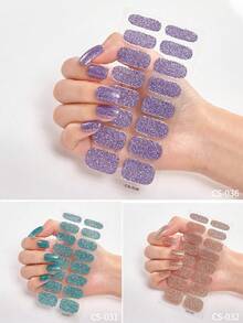 48/96/128/192片装多巴胺美甲贴纸套装，包含粉色、黑色、白色、红色、蓝色、绿色等多种颜色，闪光美甲贴纸，DIY全套美甲贴纸，按压式美甲贴纸，渐变闪光美甲贴纸，持久耐用，适合日常、圣诞节、新年、派对等场合，快速轻松地打造美丽惊艳的美甲造型。（注意：本产品不适用于UV固化） - 彩色 - 查看 34