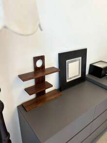 1pc Wooden Multi-Layer Jewelry Rack, Cup Holder, Storage Rack, Autumn Decor Wall Mounted Rack, Storage Tray, Jewelry Tray, Jewelry Display Rack, Decorative Display Rack, Rustic Style Medium Storage Tray Rack, Vintage Rack - Brown - View 4