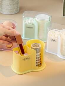 1pc Multi-Scene Covered Dust-Proof Storage Box, Cotton Swab Storage Box, No-Drill Makeup Remover Pad Storage Box, Desktop Organizer Box, Hair Clip, Hair Tie, Headband, Lipstick Storage Box, Toothpick, Wire, Cosmetics, Beauty Cotton Swab Organizer Box