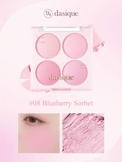 Dasique Paleta de rubor mate de 4 colores Dasique, rubor altamente pigmentado de fórmula vegana que no se desvanece, de larga duración, con acabado luminoso y ligero, maquillaje facial natural, marca de moda de lujo, regalo de Navidad y regalo esencial para mujeres