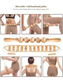 6pcs/Set Wooden Massage Tool Kit With Comb, Wooden Roller Massager, Wooden Scraper, Manual Wooden Meridian & Muscle Massager, Relaxation Small Tools, Suitable For Home And Professional Massage Therapy Institutions - Yellow - View 2