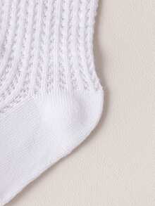 Calcetines de encaje con volantes, de malla transpirable, nuevos calcetines de transferencia con perlas, calcetines largos para el tobillo de niñas bebés y niños pequeños de 0 a 3 años - Blanco - Ver 6