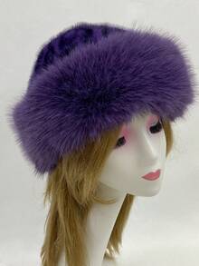 1pc Women Winter Furry Hat, European & Korean Style Warm Headwear, Solid Color Cute & Versatile, Thicker Design - Multicolor - View 19