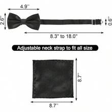 Adjustable Bowtie And Pocket Square Men Bowtie And Handkerchief Solid Color Double Fold Pre-Tied Bow Tie For Wedding Party