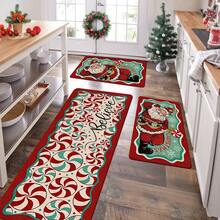 1/2/3 Pcs Thick 0.47 Inch/1.2 Cm Christmas Kitchen Mat Set, Christmas Kitchen Rug Set, Santa Lollipop Pattern, Christmas Kitchen Decor, Suitable For Kitchen, Home Office, Laundry Room, Bathroom, High Quality Flannel Material + Non-Slip Backing - Multicolor - View 17