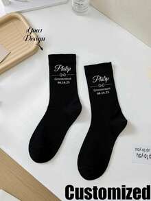 Personalized Custom Socks, Funny Wedding Groomsmen Socks, Custom Printed Socks, Personalized Groomsmen Socks, Unique Christmas Gift Idea, Funny Party Socks, Customized Name Socks, Novelty Wedding Favor, Creative Stocking Stuffer, Personalized Gift For Him, Custom Party Team Socks, Holiday Gift Idea, Unique Party Favor, Custom Name Socks, Creative Gift For Birthday Or Christmas ,ElevatedAthleisure - Multicolor - View 9