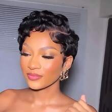 Culry Lace Front Wig For Women Short Bob Wig Human Hair Pre Plucked Pixie Cut Wig 13x4 Lace Wig With Baby Hair 1B Color 200% Density - Ginger - View 3