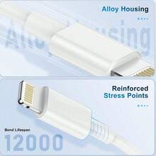 100厘米超长Lightning数据线充电器适配器，兼容 SE、8、7、6 Plus、5S、Xs、X、11、12、13、14 Pro Max - 美規A型插(110-127V) - 查看 7