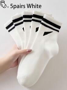 40双/30双/24双装男女通用舒适运动袜，男士长袜适合运动和训练，女士长袜适合休闲和商务穿着，抗菌、柔软、黑白配色、防臭、吸湿排汗、轻便舒适，适合秋冬季节，20双/10双/8双/6双/4双/2双套装，秋季 - 彩色 - 查看 56