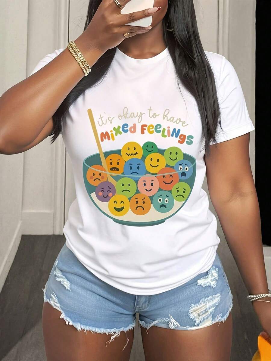 Its Okay To Have Mixed Feelings T-Shirt, Mental Health Therapy Tee, Teacher Emotions TShirt, Inclusion Counselor T-Shirt BCBA,Women's Clothing - 白色 - 查看 1