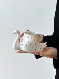 1 Parça Seramik Yaratıcı Altın Kaplama Kuğu Kahve Fincanı ve Tabağı Seti, Ev, Mutfak, Yemek Odası, Oturma Odası, Açık Hava, Düğün, Parti, Hediye, Doğum Günü, Noel, Hatıra Eşyası İçin Uygundur