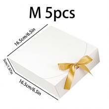 10pcs/5pcs/2pcs - White/Black/Pink/Brown Gift Box With Lid, Gift Box With Ribbon For Bridesmaid Proposal Box, Gift Box For Wedding, Birthday Gift, Shower Party And Other Parties, Valentine's Day Gifts, Valentine Day,Packaging, Birthday, DIY Making, Beauty Storage BOX