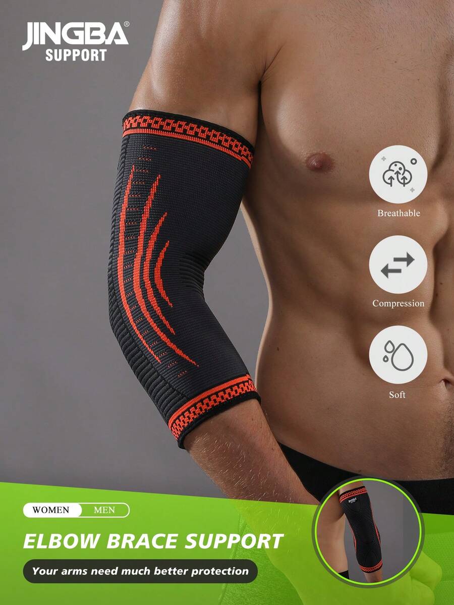 1 chiếc ống tay co giãn unisex - Ống tay nén thoáng khí, thích hợp cho thể thao, tập thể dục, bóng rổ và cử tạ. - trái cam - Xem 1