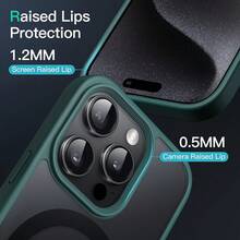 JETech Funda Magnética para 15 Pro 6.1 Pulgadas Compatible con, Carcasa Translúcida Mate Trasera Fina Antigolpes (Negro) - Verde Oscuro - Ver 6