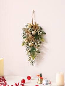 1 Stück 42CM(H) künstliche Weihnachtsblume, elektroplattierte Kugel, Kiefernnadel Wandbehang, nordischer Stil Weihnachts Heim Wohnzimmer Kamin Dekoration, Heim, Fenster, Feiertag, Wohnzimmer, Eingangsbereich, Büro Weihnachtsdekoration Heim Dekoration Weihnachtsdekorationen Raumdekoration Winter