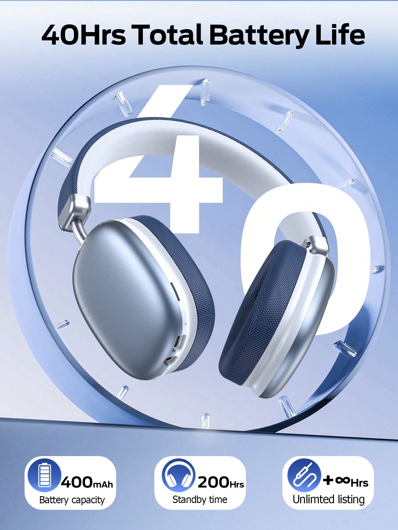 Tagry سماعة رأس بلوتوث، سماعة رأس لاسلكية قابلة لل...