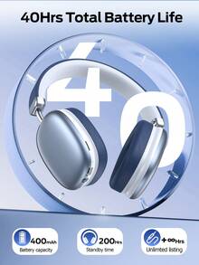 Tagry سماعة رأس بلوتوث، سماعة رأس لاسلكية قابلة للتعديل للهاتف/ الكمبيوتر/ الكمبيوتر اللوحي، فضي