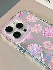 1pc Pink Shell Starfish Pattern Mirror Phone Case, 1.5mm PC Hard Shell 2-In-1 Full Coverage Airbag Anti-Drop, Raised Camera Ring, Suitable For IPhone 16/16 Pro/16 Plus/16 Pro Max/17/17 Pro/Air/17 Pro Max/15/11/12/13/14/16E/15 Pro/14 Pro/13 Pro/12 Pro/11 Pro/15 Pro Max/14 Pro Max/13 Pro Max/12 Pro Max/11 Pro Max