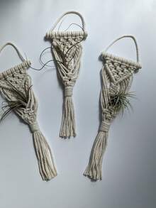 Air Plant Holder Mini Plant Hanger Macrame Hanging - White - View 5