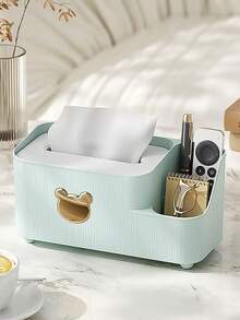 1 pieza Caja de pañuelos de plástico creativa, caja de almacenamiento multifuncional para escritorio para la sala de estar, mesa de café, comedor, soporte para control remoto - Multicolor - Ver 9