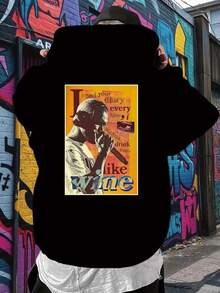 Men's Romantic Poetry Graphic Hoodie - Wine Lover Quote Pullover Sweatshirt, Black Hooded Sweater For Casual Streetwear & Date Nights,Fall Hoodies,Men's Fall Clothes,Street Wear,Halloween,Mens Hoodies,Y2k Clothes,Jesus Hoodie,Thanksgiving Day,Nightmare Before Christmas,Christmas - màu đen - Xem 1