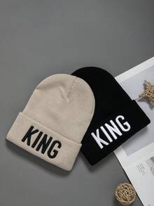 1/2/3件装字母刺绣时尚优质防风针织帽，男女通用嘻哈风弹力帽 - 彩色 - 查看 17