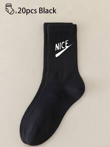 40pcs/30pcs/24pcs Unisex Comfortable Sports Socks, Men's Long Socks For Sports And Training, Women's Long Socks For Casual And Business Wear, Antibacterial, Soft, Black And White, Odor-Resistant, Moisture-Wicking, Lightweight And Comfortable, Suitable For Autumn/Winter, 20pcs/10pcs/8pcs/6pcs/4pcs/2pcs Set, Autumn