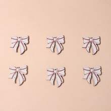 6 piezas Accesorios con decoración de lazo vintage desgastado, colgante de joyería elegante, materiales DIY para aretes, collares y adornos colgantes en naranja y blanco