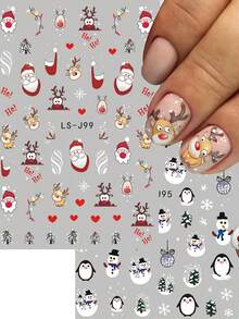 1 pezzo/2 pezzi/4 pezzi Questi adesivi per unghie in stile INS presentano una varietà di motivi natalizi affascinanti, tra cui renne, Babbo Natale, campanelle e alberi di Natale. I disegni carini e vivaci catturano perfettamente l'essenza del periodo natalizio.