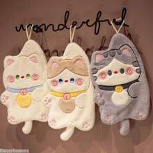Cute Cat Hand Towel Double-Thickness Hand Towel Quick-Drying Absorbent Kitchen Cleaning Rag Bathroom Hanging Towels Home Supplie - 3 - View 2