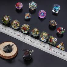 7颗/套随机多面骰子 - 神秘骰子套装，惊喜骰子袋，款式多样，随机D&D骰子和骰子袋，适用于角色扮演游戏、万智牌等桌面游戏，情人节、节日和生日的完美礼物，充满惊喜！ - 彩色 - 查看 11