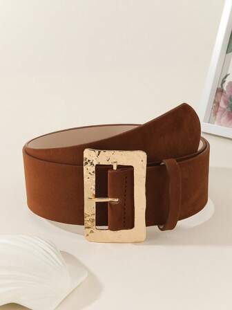 1 pieza Hebilla de cinturón de 3 puntas dorada, de diseño minimalista y versátil para vestidos, para uso diario