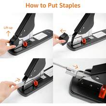 Basics - Grapadora resistente sin esfuerzo, 210 hojas de alta capacidad, engrapadora de oficina con 1000 grapas, color negro - 1 - Ver 9